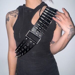 darker wavs bullet spike wide belt